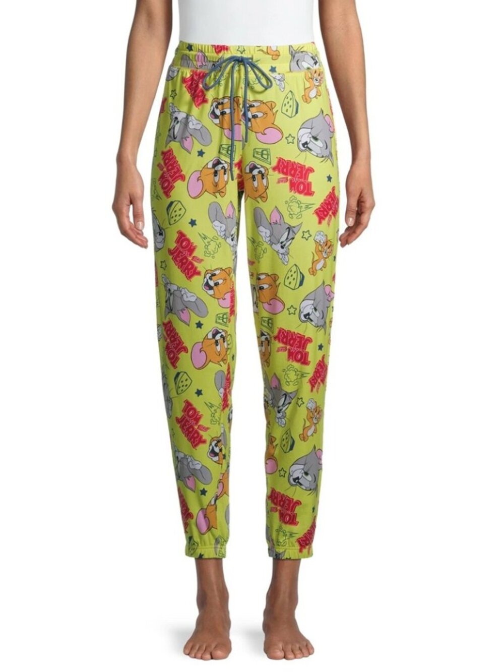 Briefly Stated Women's Tom & Jerry All Over Print Drawstring Jogger Sleep Pants